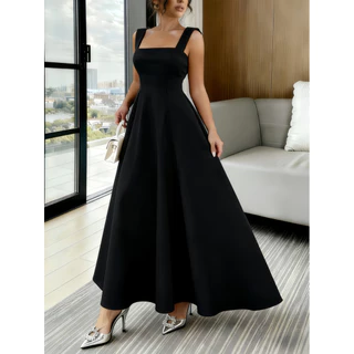 Vestido Longo Elegante Feminino para Festa Casamento Evento Alças Finas Modelo Sofisticado Minimalista P M G em Oferta na Shopee