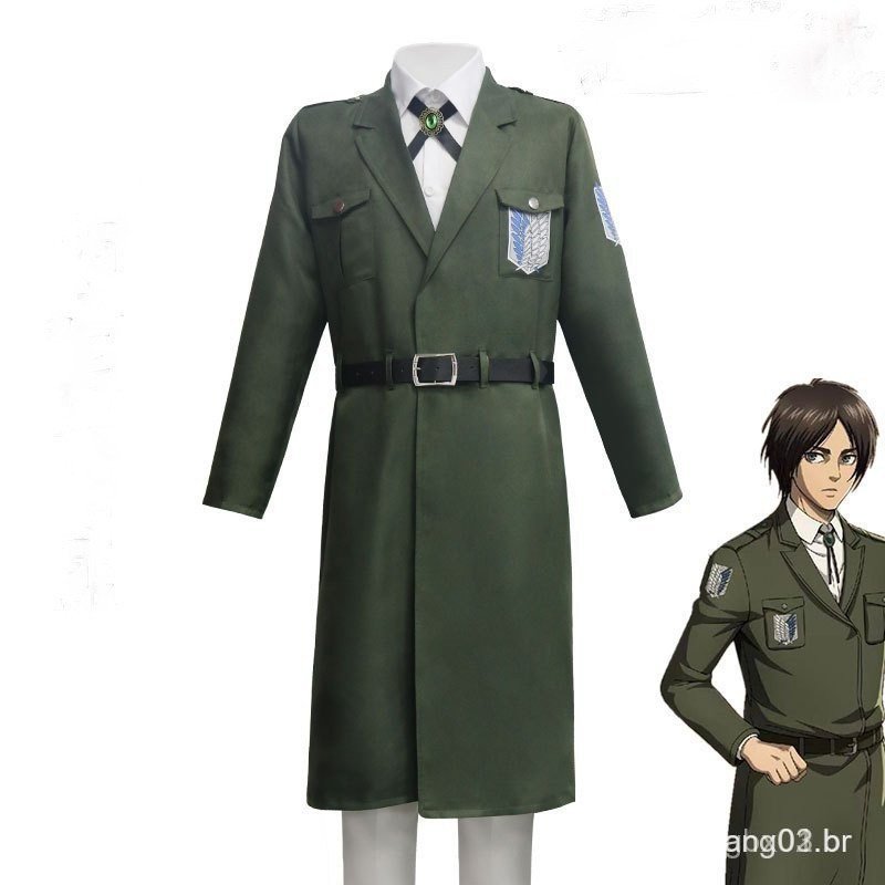Conjunto Completo de Jaqueta Uniforme, Colar e Cinto Attack on Titan Cosplay BZF1 CNDN 67V9