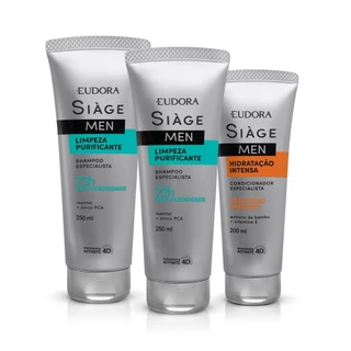 Combo Siàge Men: Shampoo Limpeza Purificante 2x250ml + Condicionador 200ml em Oferta na Shopee