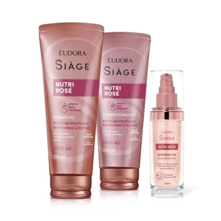 Combo Siàge Nutri Rosé: Shampoo 250ml + Condicionador 200ml + Supreme Oil 60ml em Oferta na Shopee