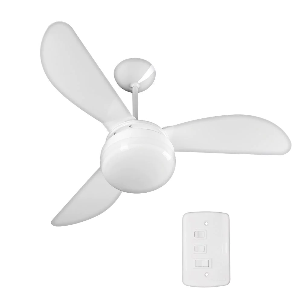 Ventilador de teto FÊNIX Ventisol branco instalado no teto