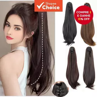 Extensão De Rabo De Cavalo Reto Coreano-Peruca Sintética Ligeiramente Enrolada Com Clipe De Garra , Acessório De Cabelo em Oferta na Shopee