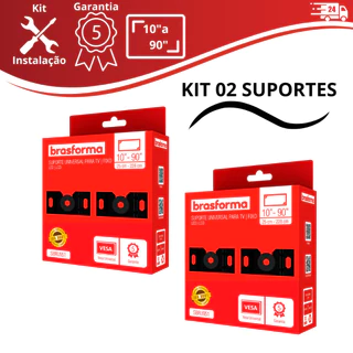 Kit 02 Suporte Tv Fixo Lcd Led 10 32 40 42 48 50 55 58 60 75 80 90 Polegadas Parede e Painel Suporte Universal