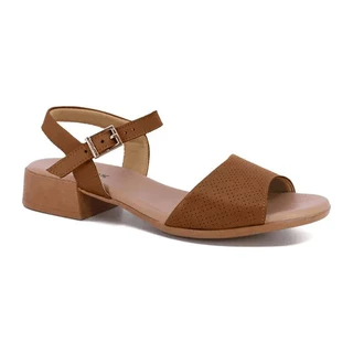 Sandália Confortável em Couro legítimo USAFLEX - SALTO CANELA em Oferta na Shopee