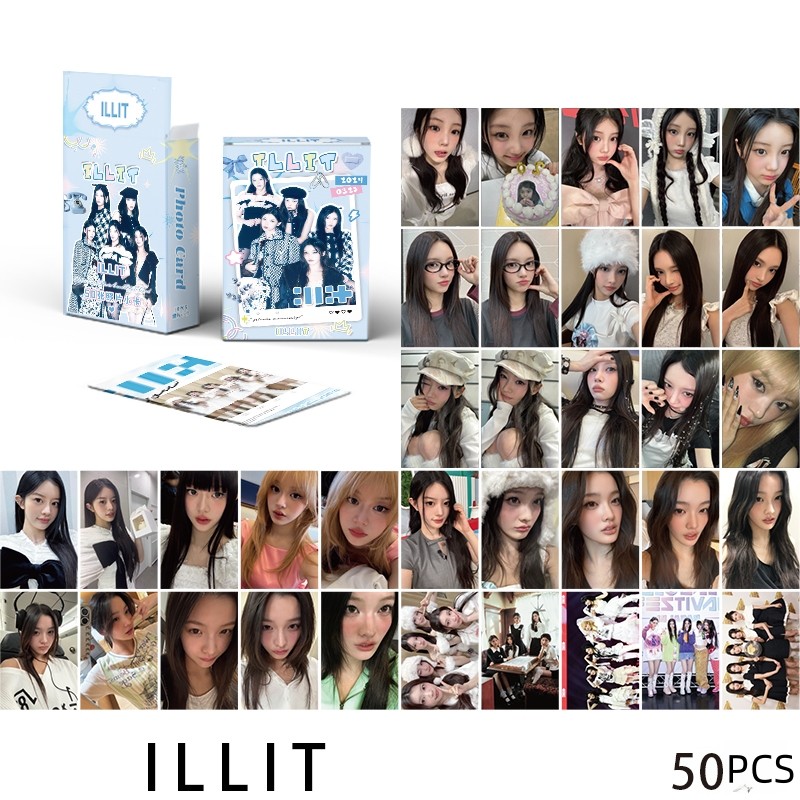 50-55pcs/box ILLIT Holográfico Laser Lomo Cartões SUPER REAL ME