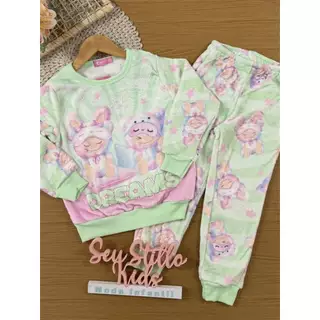 Pijama Infantil Cinti Inverno Verde Labubu Dreams em Oferta na Shopee
