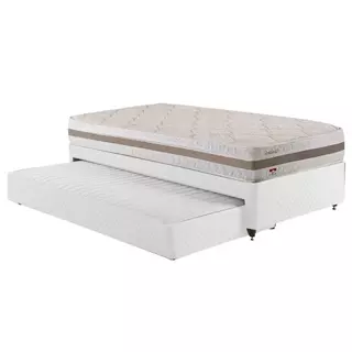 Bicama Box Solteirão com Cama Auxiliar Herval Amsterdã, Molas Ensacadas, 54x96x203 cm em Oferta na Shopee