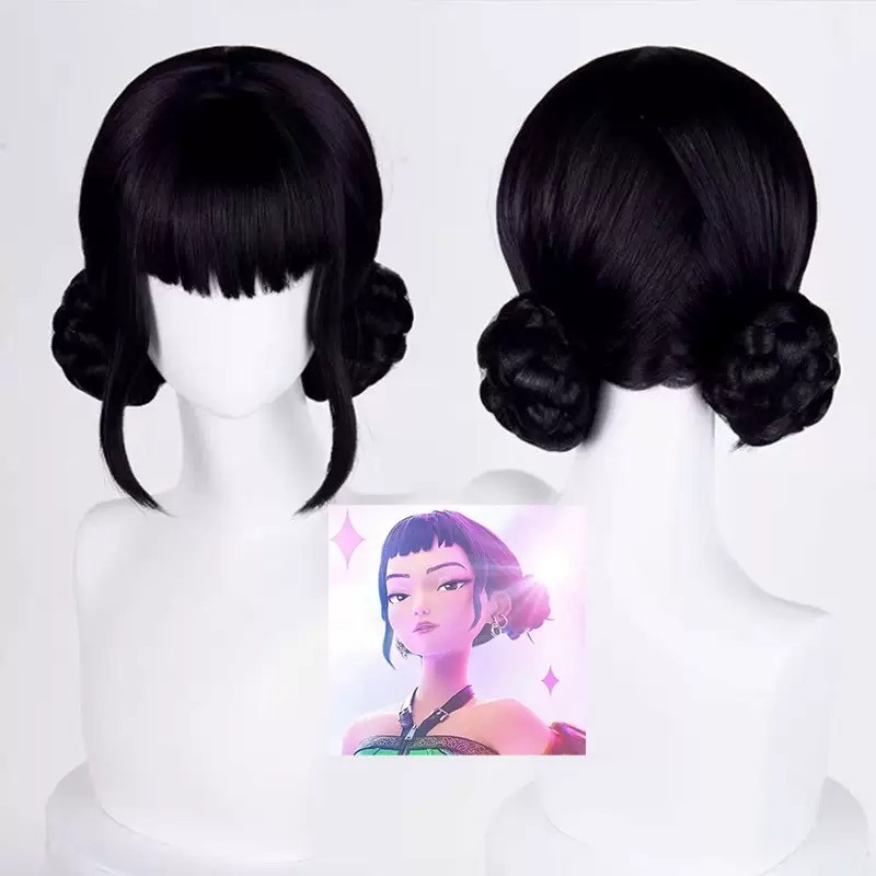 Anime K-pop Demon Hunter Cosplay Peruca Traje Roxo Longo Trança Perucas ...