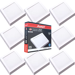 Kit 8 Luminaria de Teto Painel Plafon 18w Sobrepor Branco Frio 6500k Bivolt Avant em Oferta na Shopee
