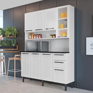 Cozinha Compacta Itatiaia Florença com 8 Portas, 2 Gavetas e 5 Prateleiras e 140cm de largura - Branca em Oferta na Shopee