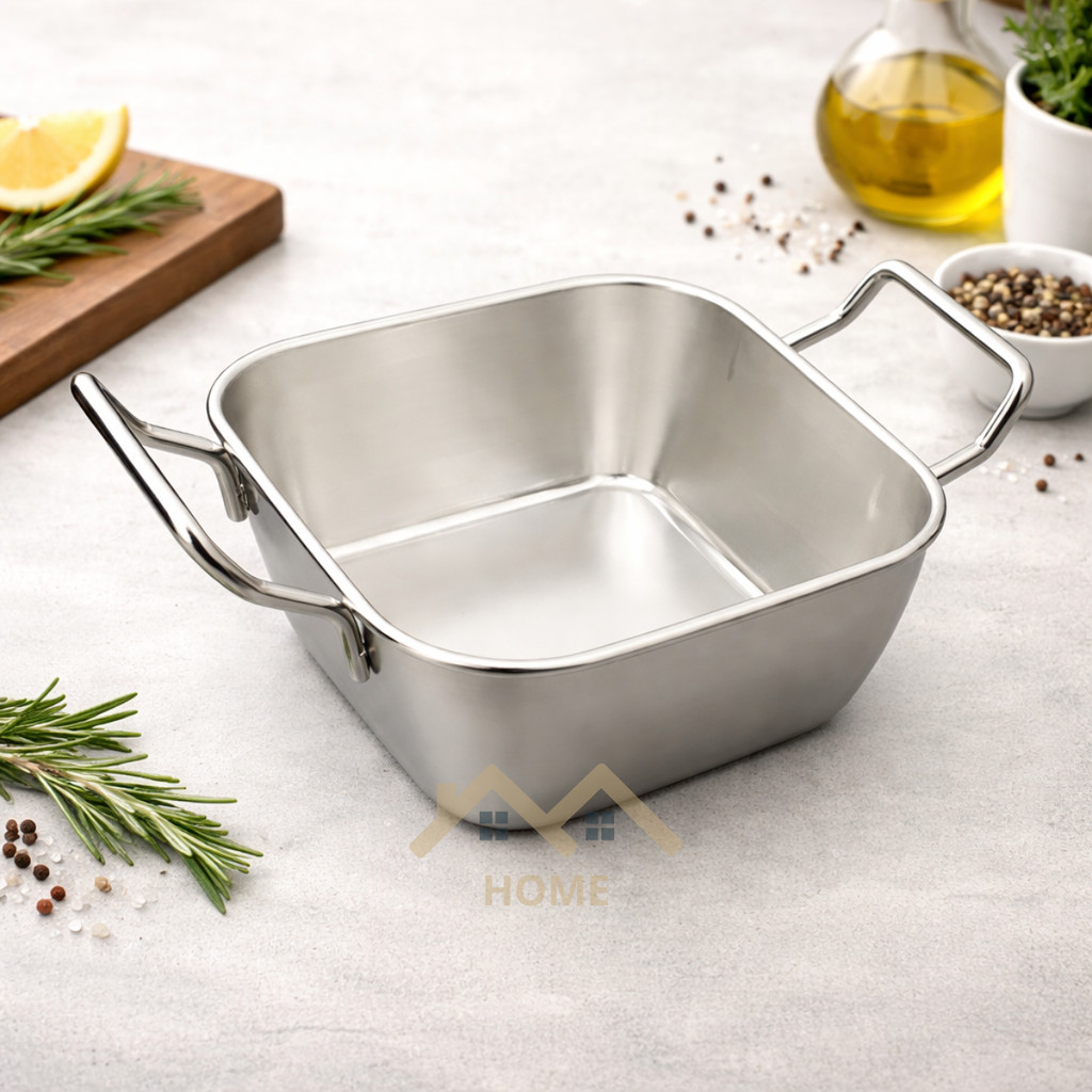 Tigela 300ml 1, 2, 3 ou 4 Bowl Quadrado Inox Com Alça Para P