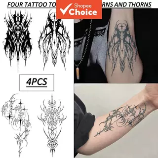 Quatro Espinhos Videira Tatuagem Adesivos Gótico Escuro Floral Blackwork Arte Corporal Braço À Prova Dwaterproof Água 2 em Oferta na Shopee