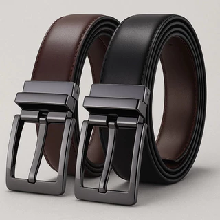 Cinto Masculino Dupla Face premium com Fivela prateada 2 cores em 1 só, Elegante e Resistente