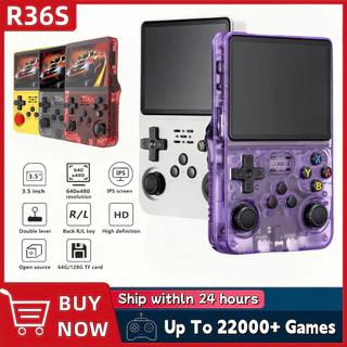 Retro R36S Console De Videogame Portátil 3.5 Polegada Tela IPS 128GB Jogos Pré-Carregados Bolso Player Sistema Linux em Oferta na Shopee