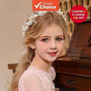 Acessórios de Cabelo em Forma de Grinalda de Flores para Crianças, Tiara de Pérolas para Ocasiões Especiais de Meninas. em Oferta na Shopee