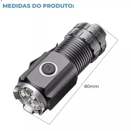 Mini Lanterna Portátil Led Imã embutido alta potência carregador USB Bivolt