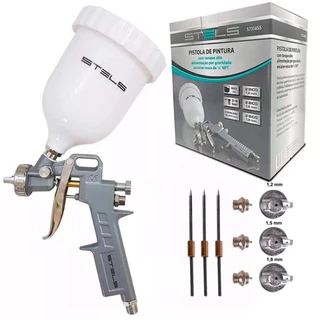 Pistola de pintura tipo gravidade com 3 bicos e caneca 600 ml - 5731455 Stels em Oferta na Shopee