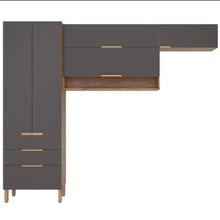 Cozinha Compacta Topázio UP com 5 Portas 3 Gavetas e 4 Prateleiras  262,5cm de largura Bartira em Oferta na Shopee