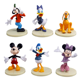 6 Pçs/Set 8.5cm Anime Mickey Mouse Clubhouse Figura Pato Donald Minnie Pateta Pluto Margarida PVC Figuras De Ação Modelo em Oferta na Shopee