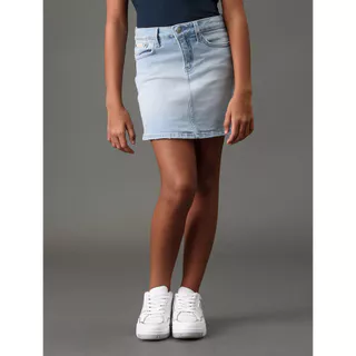 Saia Jeans 5 Pockets Delavé - Azul Claro em Oferta na Shopee