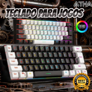Teclado Gamer Com Fio 61 Teclas RGB Compacto, USB-C Removível