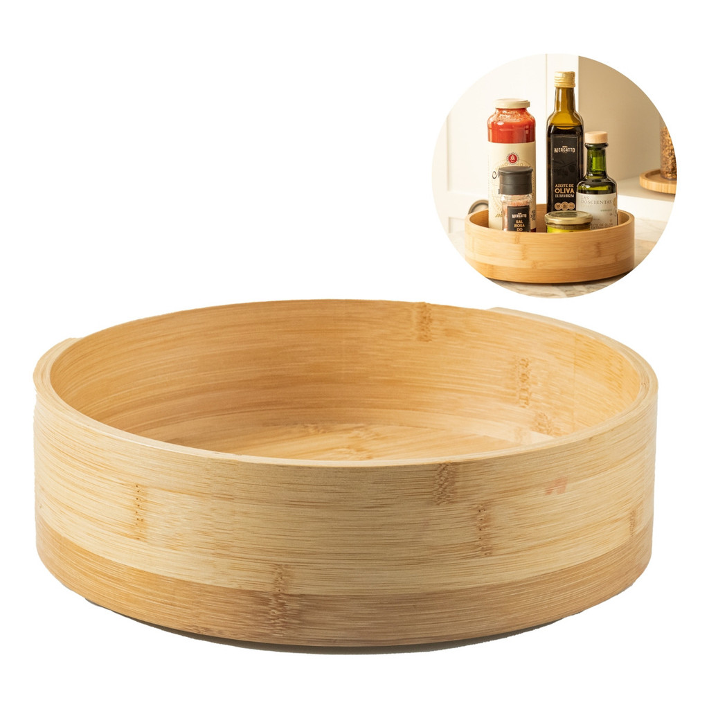 Organizador Giratório Em Bambu Cozinha Armário Temperos Borda Alta | Shopee Brasil