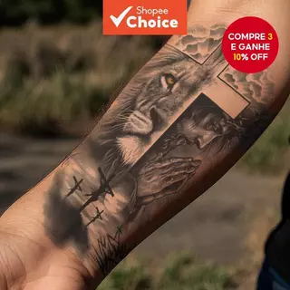 Adesivos De Tatuagem Temporários Do Rei Leão À Prova D'água Para Homens E Mulheres , Braços , Festa Na Praia em Oferta na Shopee