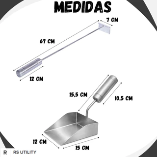 Kit Pá Cinza Para Limpeza Churrasqueira + Espalhador De Brasas Com Cabo Alumínio Térmico We