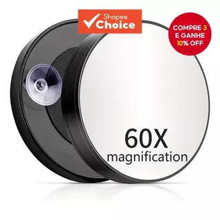Espelho de Maquiagem 60x de Ampliação com Base de Ventosa Portátil em Oferta na Shopee