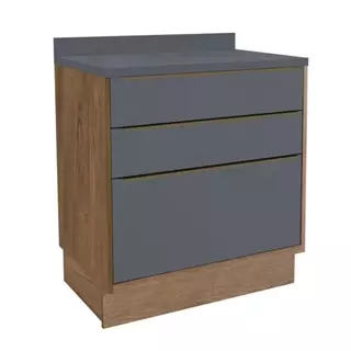 Balcão de Cozinha com Tampo Herval Ten, 100% MDF com 3 Gavetas 80 cm em Oferta na Shopee