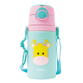 Garrafinha Alumínio com Canudo Buba Animal Fun Girafa 400ml em Oferta na Shopee
