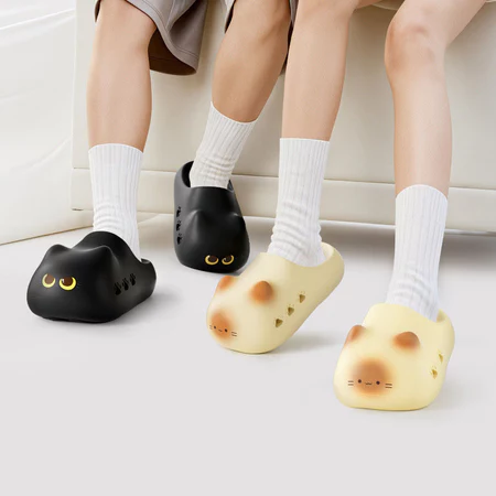 PDF2 Adorável Casal Em Forma De Gato Chinelos De Dedo Aberto Material EVA Antiderrapante Com Suporte De Arco