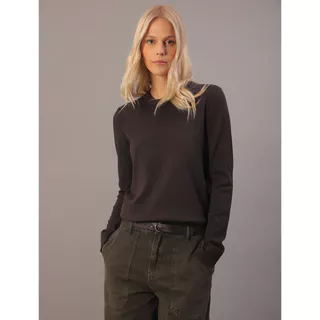 Tricot Feminino Gola Careca Calvin Klein Jeans - Cafe em Oferta na Shopee