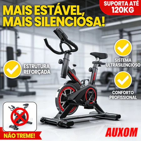 Bicicleta Ergométrica Spinning Silenciosa Para Treino em Casa Monitor LCD Emagrecimento Capacidade 120kg