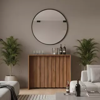 Balcão Aparador Ripado Milla Nogal Carraro em Oferta na Shopee