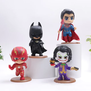 4 Pçs/Set 10cm Anime Liga Da Justiça Figura Super-Homem Clark Kent O Flash Batman Bruce Wayne Joker Q Versão Figuras De PVC D