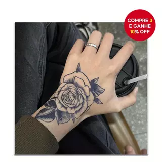 Tatuagem Temporária Floral Rosa À Prova D'água , Arte Corporal Falsa Realista De Longa Duração Para Braços E Mãos em Oferta na Shopee