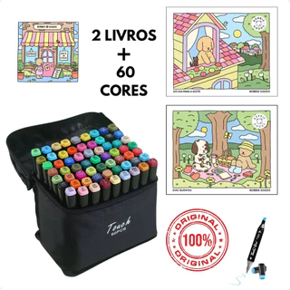 Kit 2 Livros De Colorir Bobbie Goods Com Conjunto De Canetas Marcador Permanente Ponta Dupla 60 Cores em Oferta na Shopee