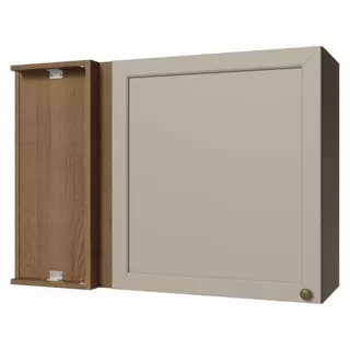 Armário Aéreo de Canto 1 Porta Rustic/Crema Vik Madesa em Oferta na Shopee