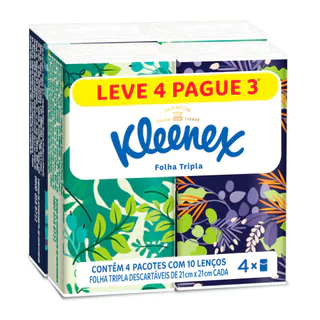 Lenço de Papel Kleenex Premium Folha Tripla Leve 4 Pague 3 Unidades em Oferta na Shopee