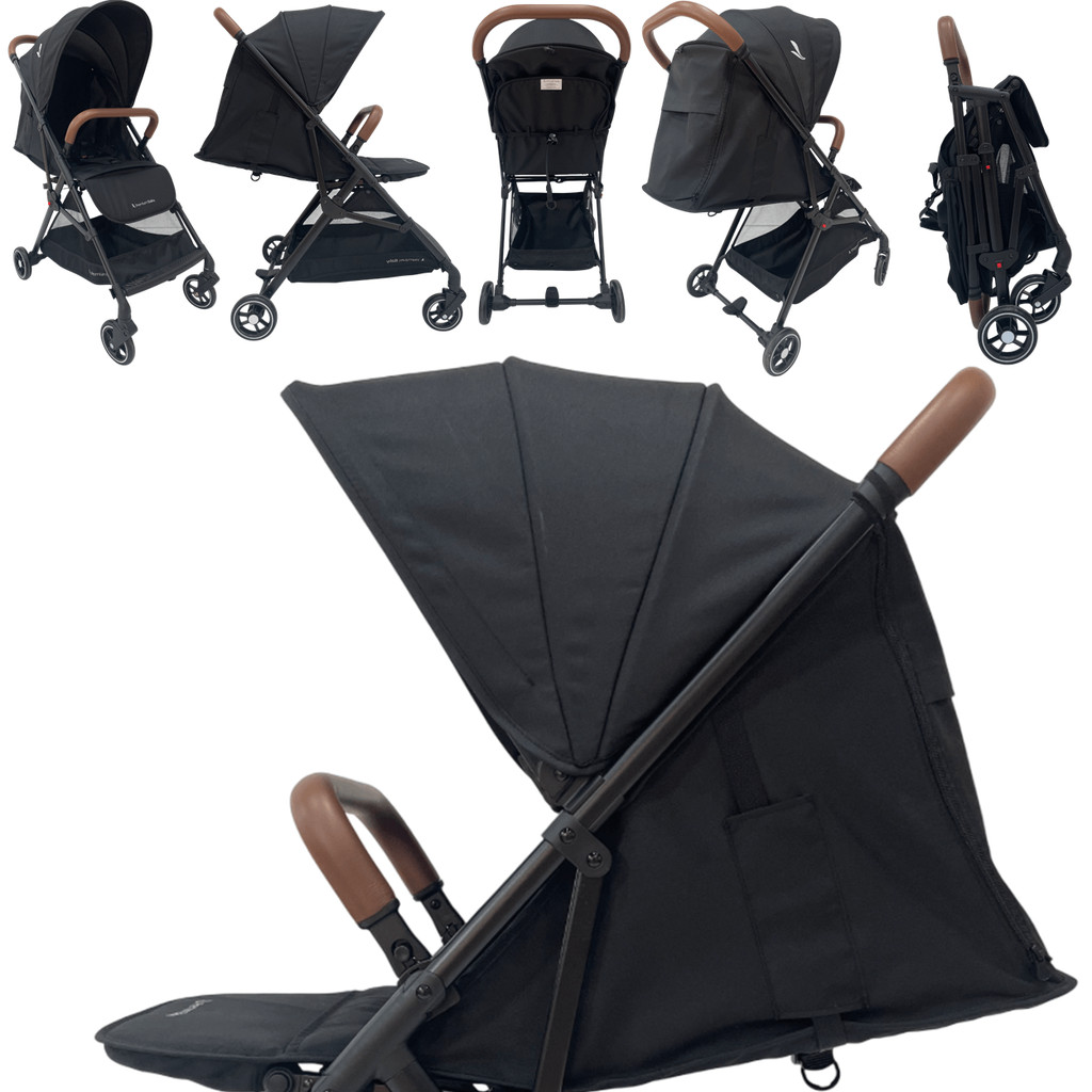 Carrinho de Bebê Premium Baby Zurich Black Couro Marrom | Shopee