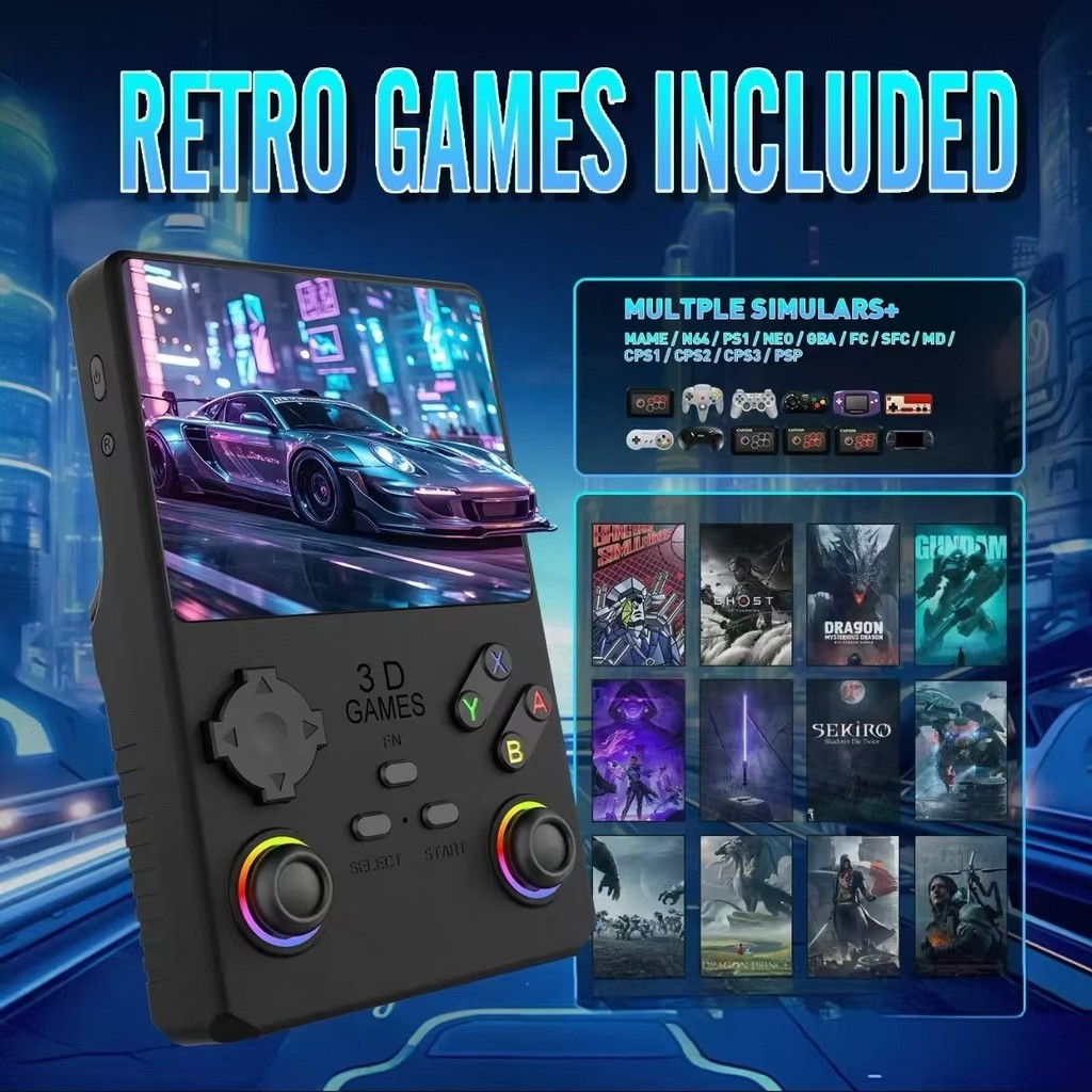 Console De Jogos Portátil V40MAX 4'Tela IPS 4000mah Bateria Joystick Efeito De Iluminação RGB Com Mais De 40000