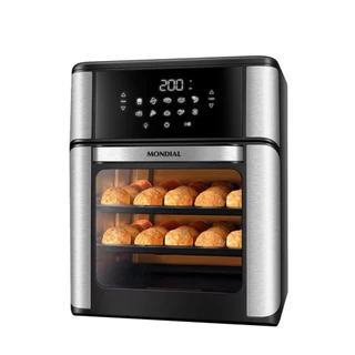 Fritadeira Elétrica Sem Óleo Air Fryer Oven 2 em 1 Mondial AFON-12L-BI 12L Digital Fritadeira Elétrica Sem Óleo Air Fryer Oven 2 em 1 Mondial AFON-12L-BI 12L Digital
