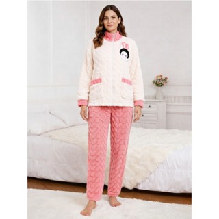 Pijama Feminino Adulto Soft Inverno Conjunto Casaco com Zíper e Calça  Moda Feminina Confortável Quentinho para Frio em Oferta na Shopee