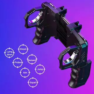 (PUBG/Free Fire) Controle para Celular com Gatilho L1 R1, Grip Design Ajustável p/ Battle Royale