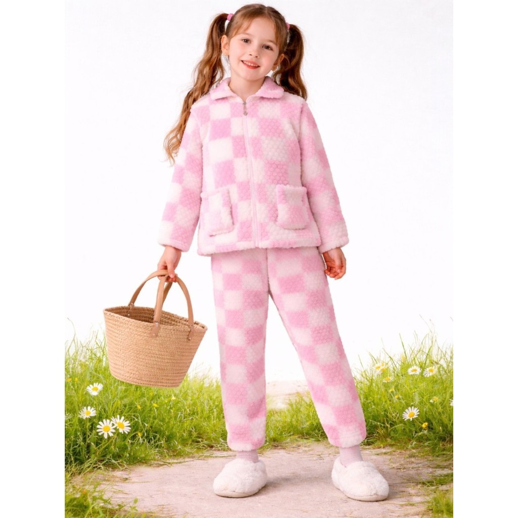 Pijama Infantil Feminino Inverno Soft Peluciado Xadrez – Conjunto Quentinho Macio Confortável Moda Infantil Tendência em Oferta na Shopee