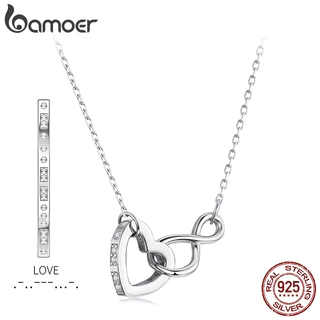 Colar De Prata Esterlina 925 Bamoer Código Morse Coração Eterno 40-45 Cm Para Mulheres Joias Presente em Oferta na Shopee