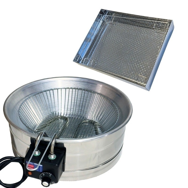 Kit Fritadeira Elétrica Industrial Tacho Redondo Inox 10 Lit