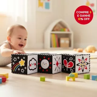 Livro de Pano Sensorial Preto e Branco Alta Contraste Brinquedos para Bebê Tempo de Barriga Natal em Oferta na Shopee