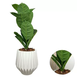 Planta Ficus Artificial Jiboia Com Vaso Origami Polietileno em Oferta na Shopee